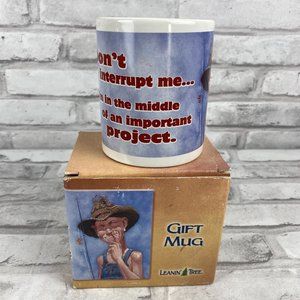 Leanin Tree 12oz Mug Don’t Interrupt Me Middle Of Project Fisherman Fishing NIB